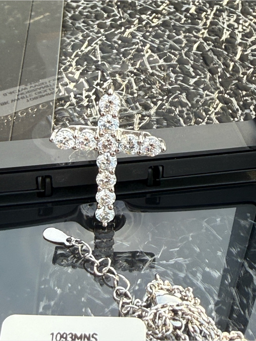 #116 18k White Gold Plated 0.4 cwt Moisannite cross necklace